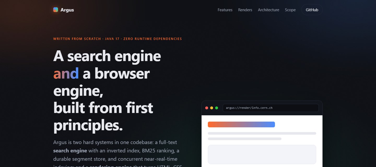The live Argus project website
